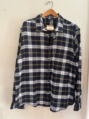 NWT Eddie Bauer Men's Navy Plaid Button-Up Shirt - Classic Casual- XXL
